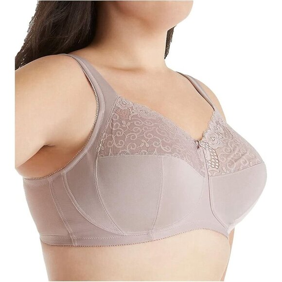 Glamorise 42D Bra Taupe Comfort Lift Rose Lace Wireless Full Coverage 1104 - Picture 2 of 9